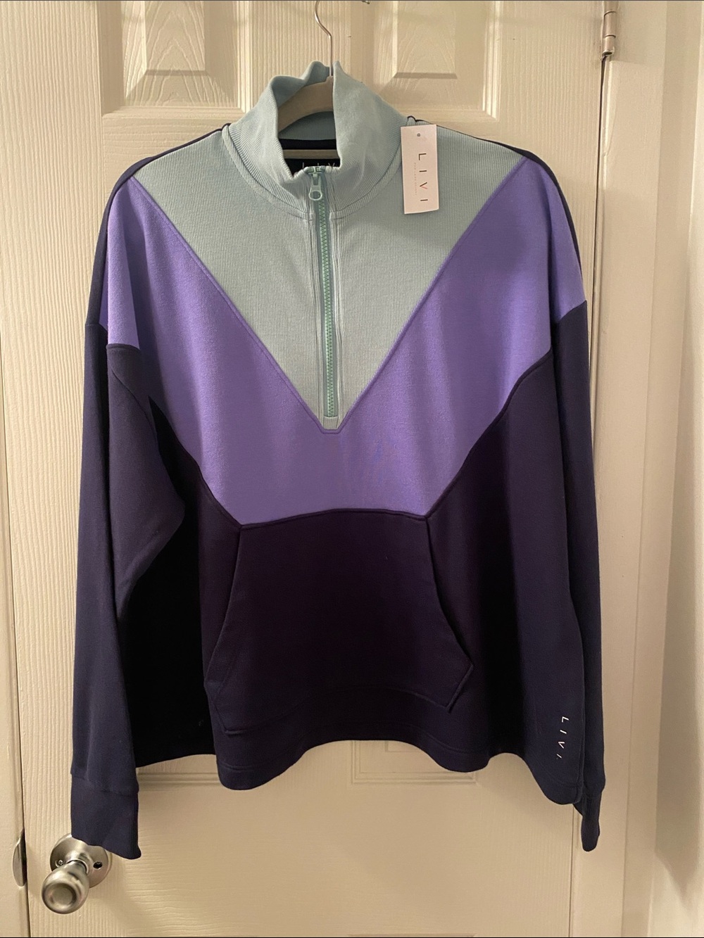 LIVI for Lane Bryant Colorblock Half-Zip Pullover Size 18/20 Cotton Blend
